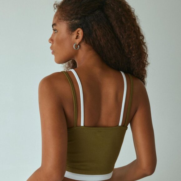 BDG Women's Brooke Double Layer Slim Fit Cami Top Size M In Moss - Picture 2 of 7